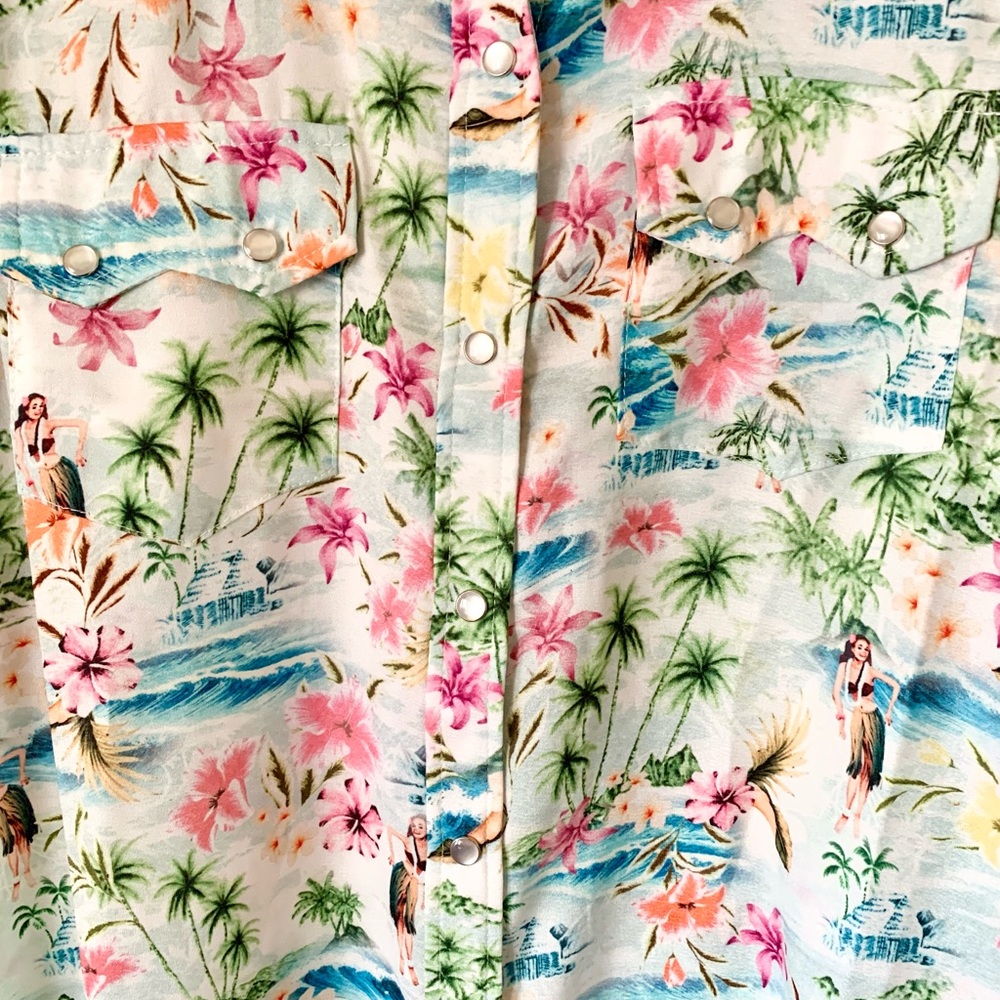 Sandrine Rose Hawaiian Pearl Snap Shirt By Free People - Picture 4 of 15